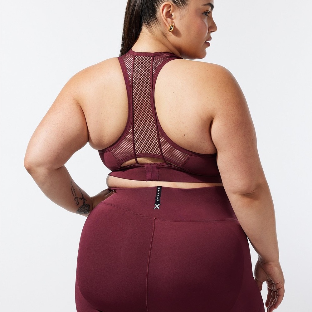 SET - Savage X Fenty Burgundy Sports Bra & Leggings - Picture 2 of 8